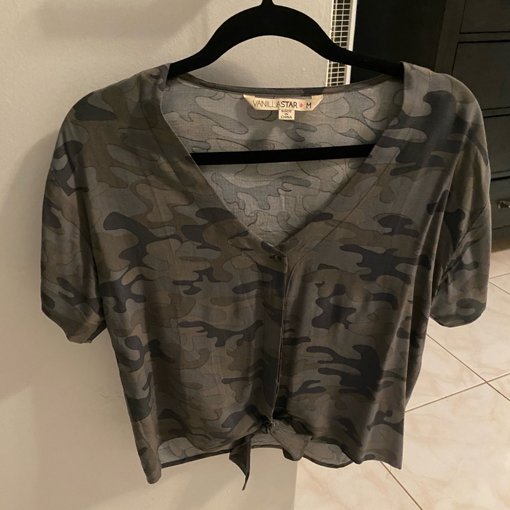 Camo Button up blouse/ top